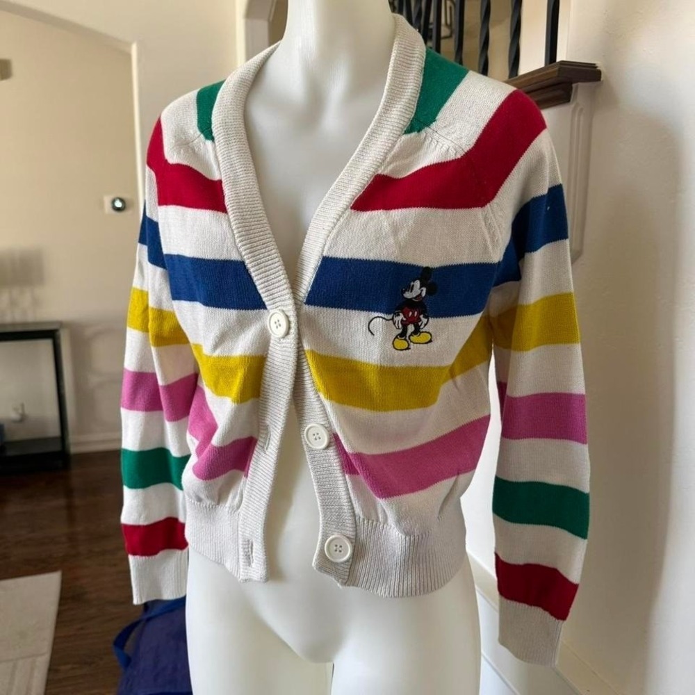 Disney 100 Mickey Mouse Rainbow Stripe Cardigan XS‎